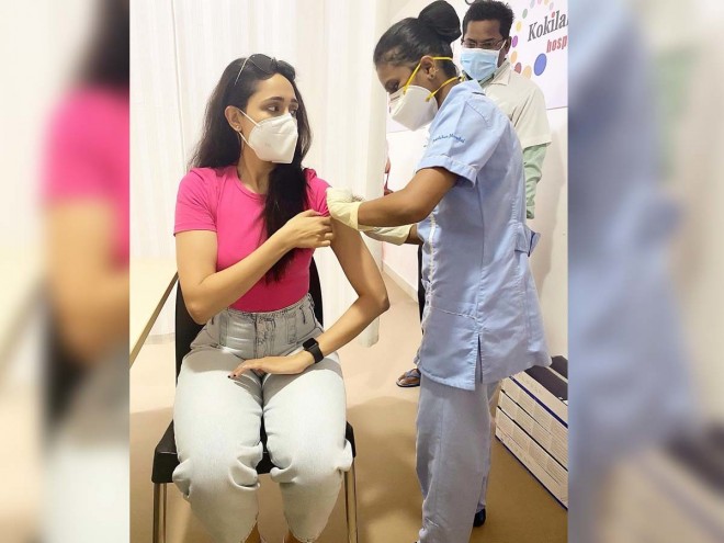 Akhanda Heroine Pragya Jaiswal takes first shot of Covid Vaccine