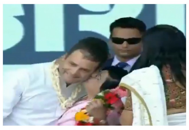 Ladies Smother Rahul Gandhi with Kisses on Valentines Day